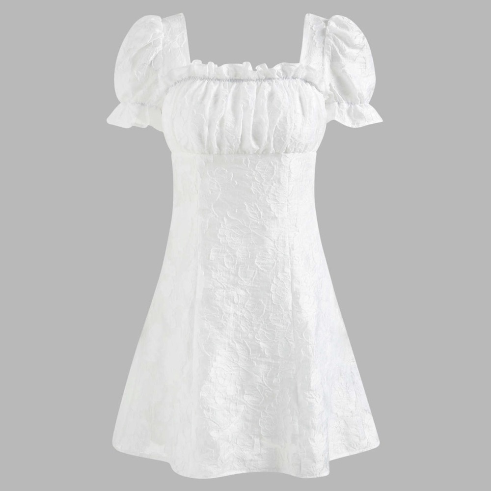 Donation ❌ WHITE SOLID FLORAL LACE MINI DRESS